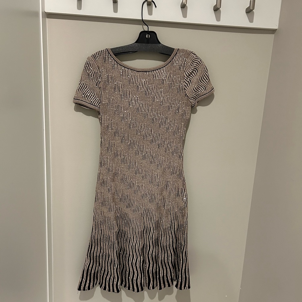 St. John black and gold cocktail dress
